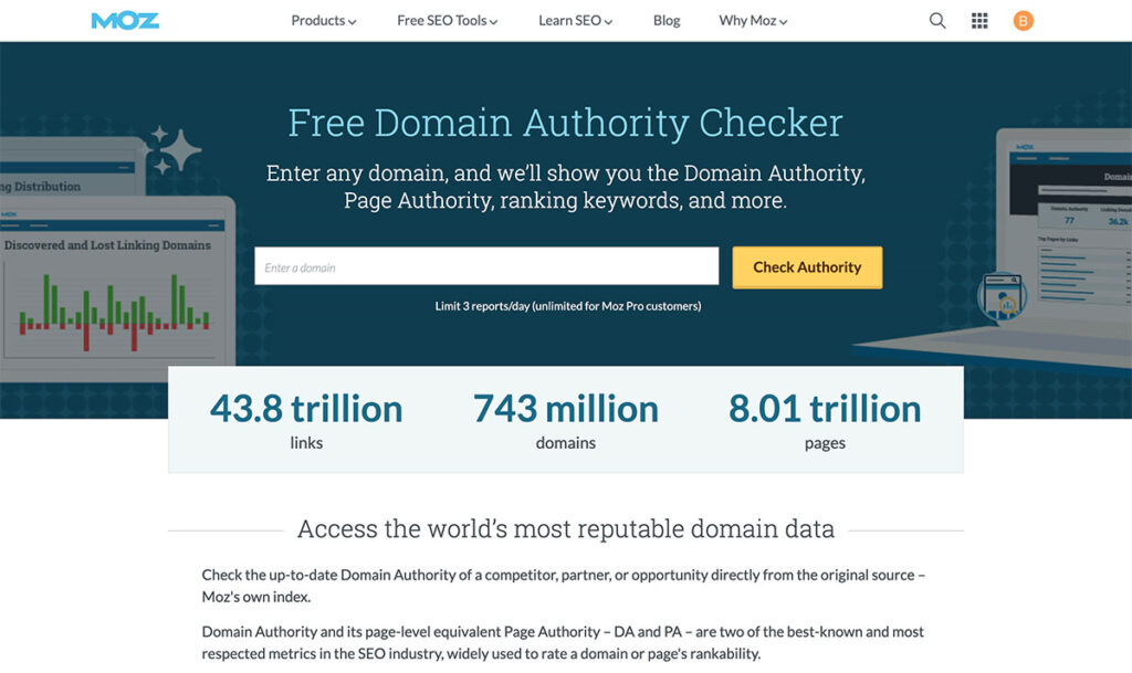 moz domain authority checker tool